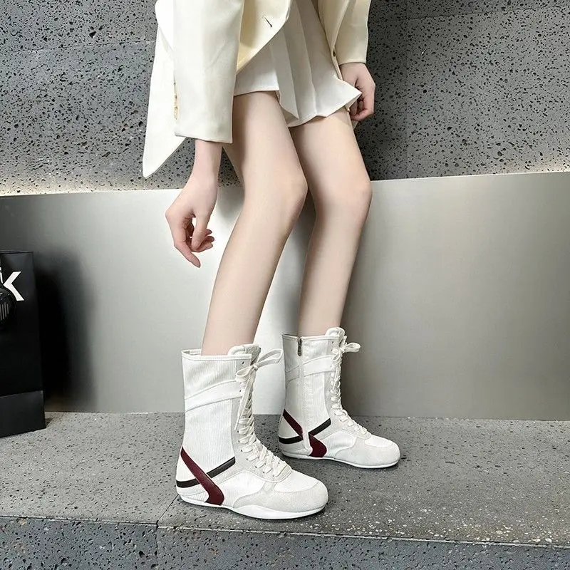 New Summer Luxury Designer Patchwork Round Toe Women's Sneakers Zip Mesh Insole Popular Western Casual Shoes