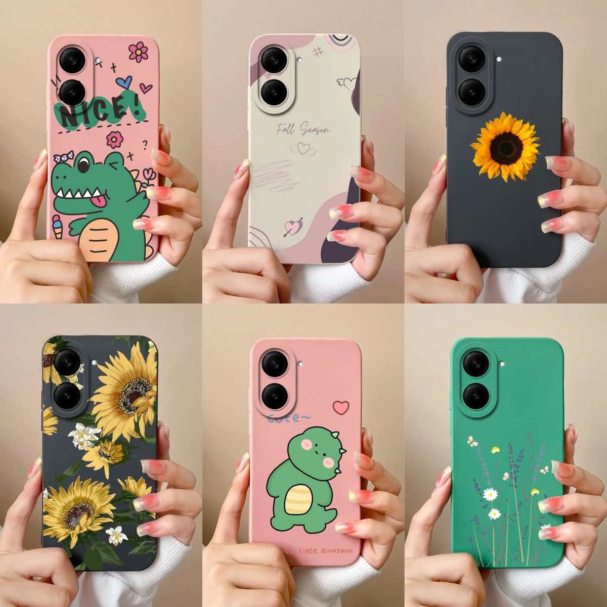 Lovely Dinosaur Lightweight Anti-Drop Liquid Silicone Phone Case