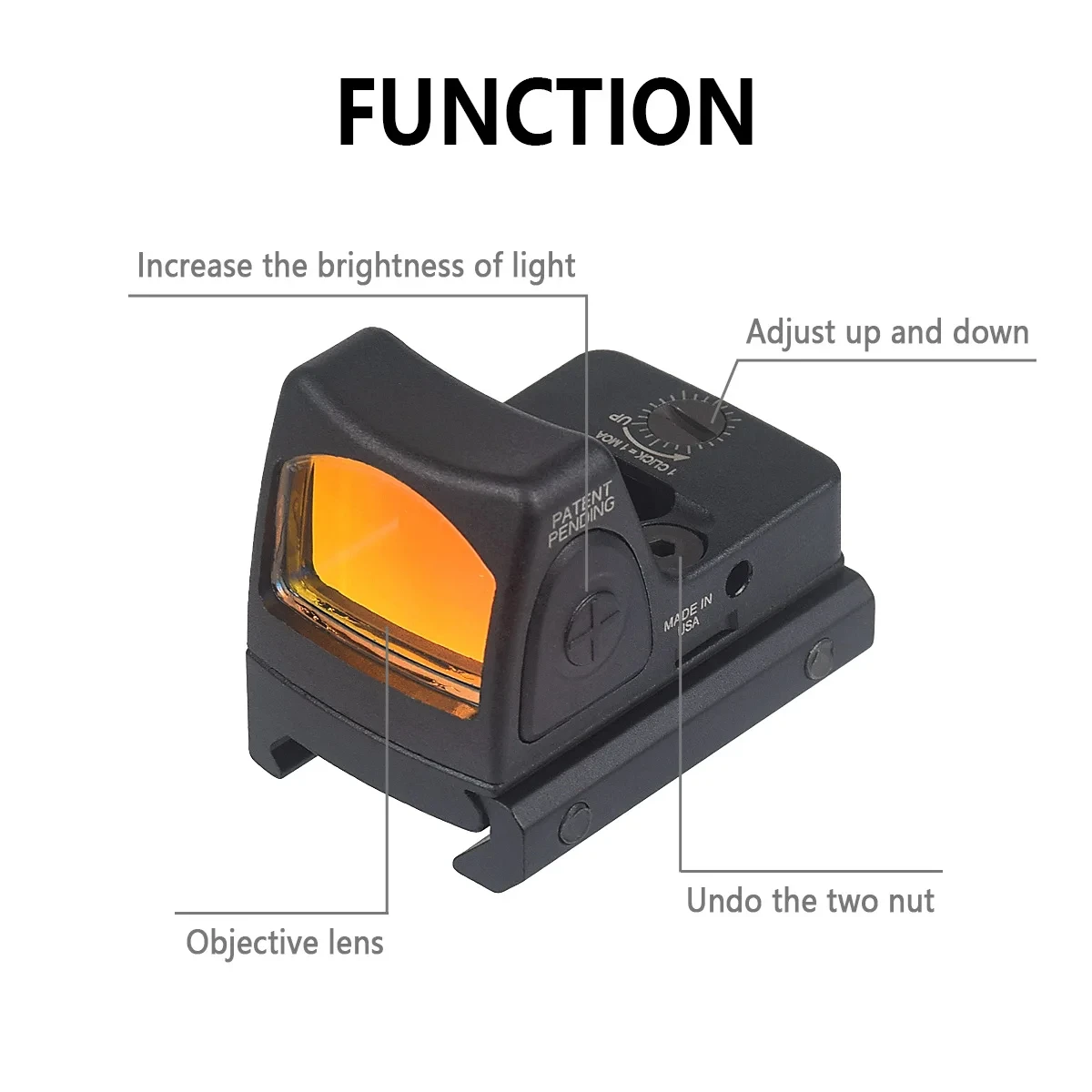 Red Dot Sight Scope RM-CC Mini Red Dot Tactical Optics Riflescope Fit 20mm Rail RMT Rifle Sight Hunting Metal-RM-HD Laser Glock For Red Dot Sight