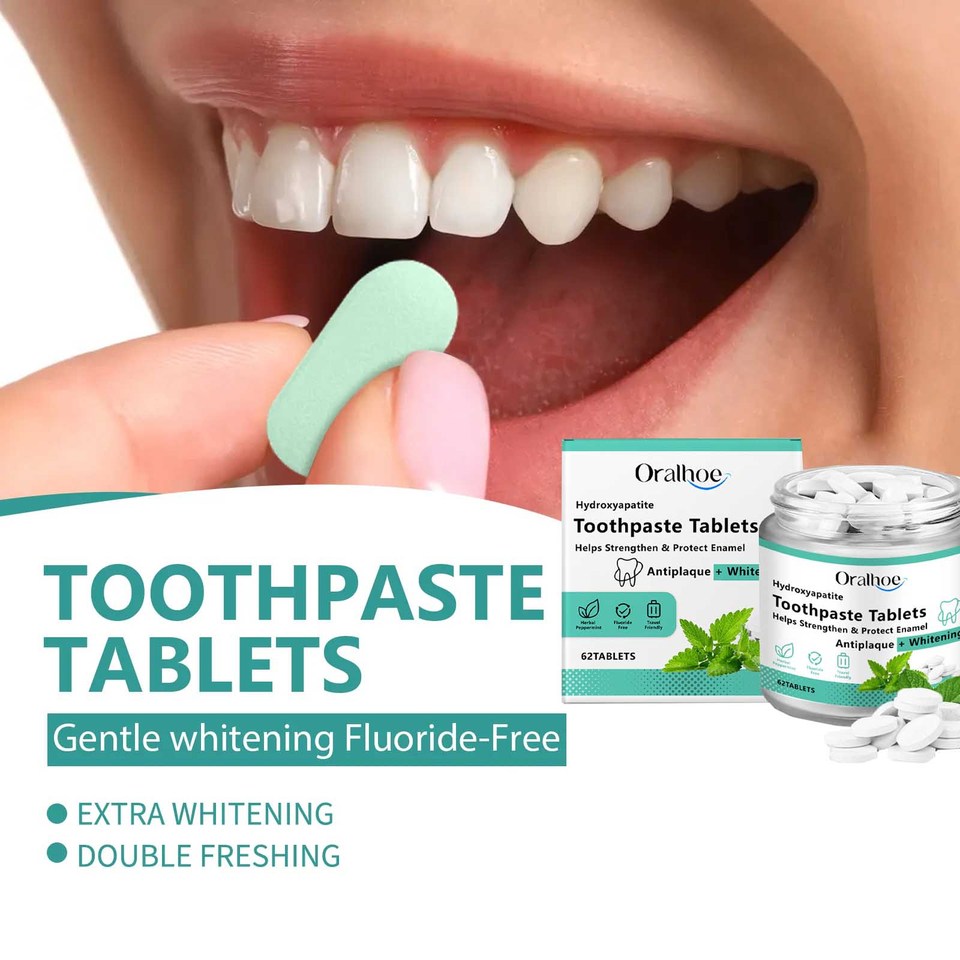 62 Tablets Mint Flavors Toothpaste Tablets Improve Bad Breath Remove Smoke Stains Fresh Oral Hygiene Solid Toothpaste Tablet