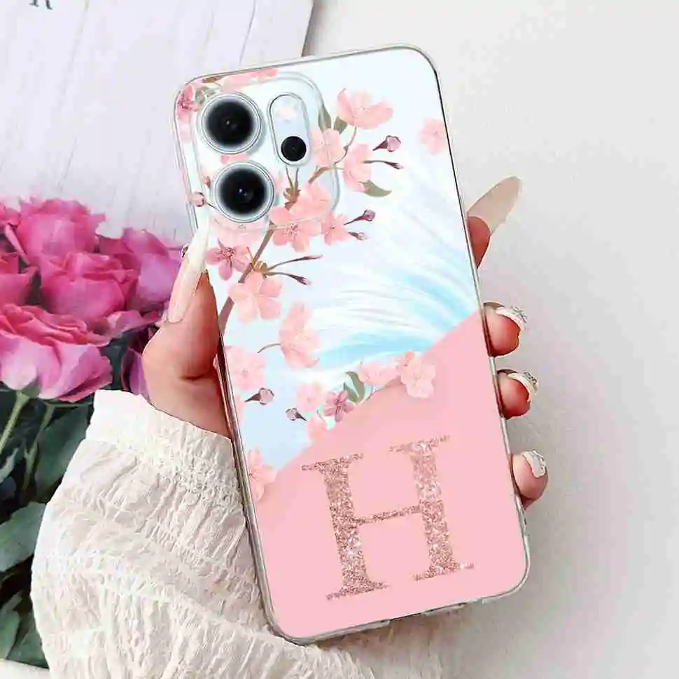 New Design Floral Letter TPU Soft Silicone Phone Case - 6.57 Cover, Elegant and Durable Protection