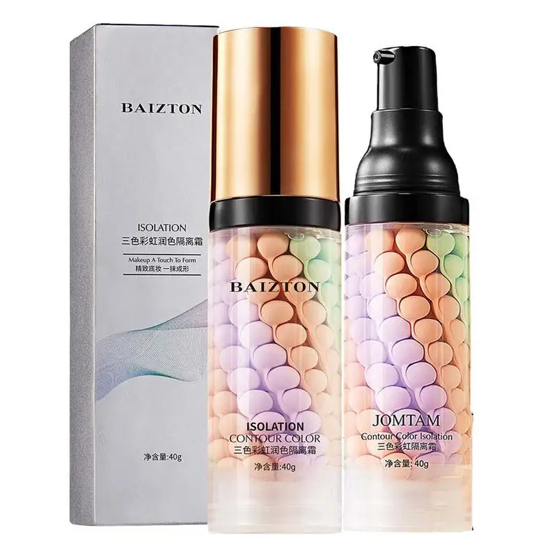 40g Face Makeup Primer Tri color Cream Brighten Contour Color Isolation