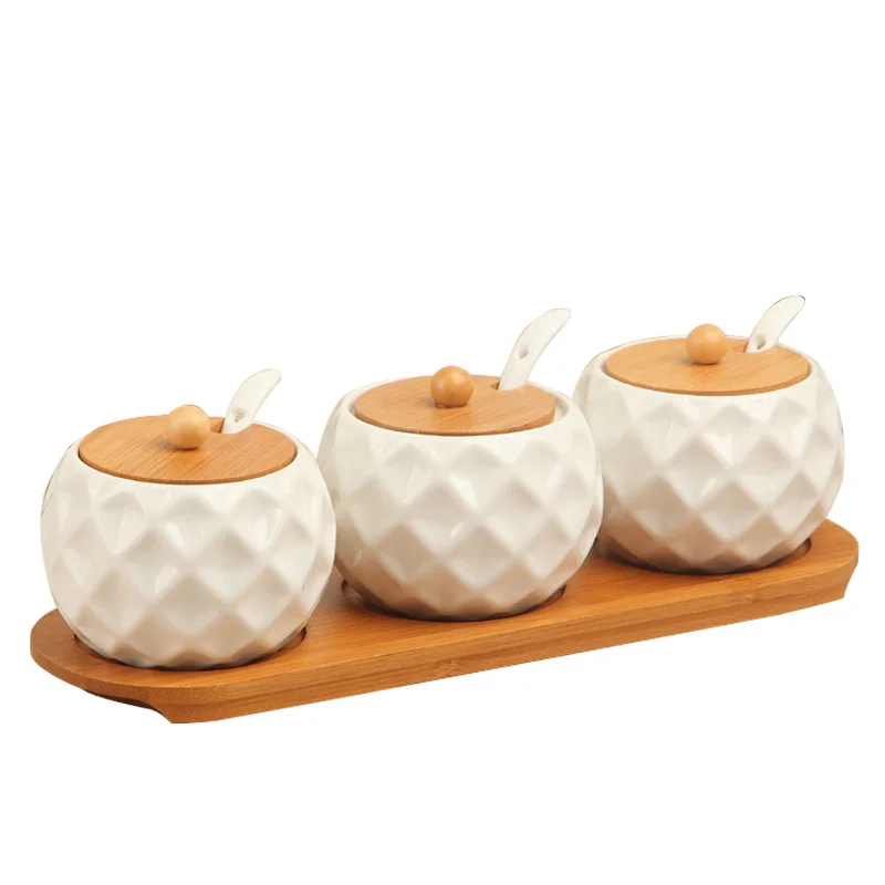 Ceramic Seasoning Jar with Lid Home Hot Sauce Box Salt Sugar Bowl Soy Vinegar Bottle Kitchenaccessories