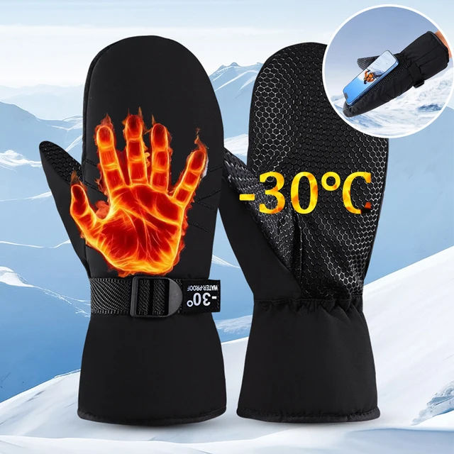 Ski Mittens Waterproof Winter Thermal Touch Screen Gloves Windproof Cycling/Snowboard Gloves Cold Weather Gloves for Outdoor