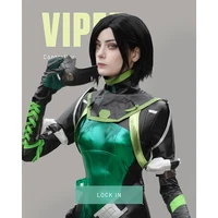 L-email wig Synthetic Hair Game Valorant Viper Cosplay Wig Short Straight Black Wigs Heat Resistant Halloween pelucas de mujer 2