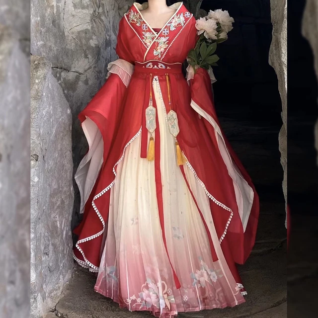 Originale Hanfu 9 pezzi Costume cinese antico abbigliamento donna  tradizionale Hanfu costumi di danza Folk fata vestito laurea Cosplay -  AliExpress