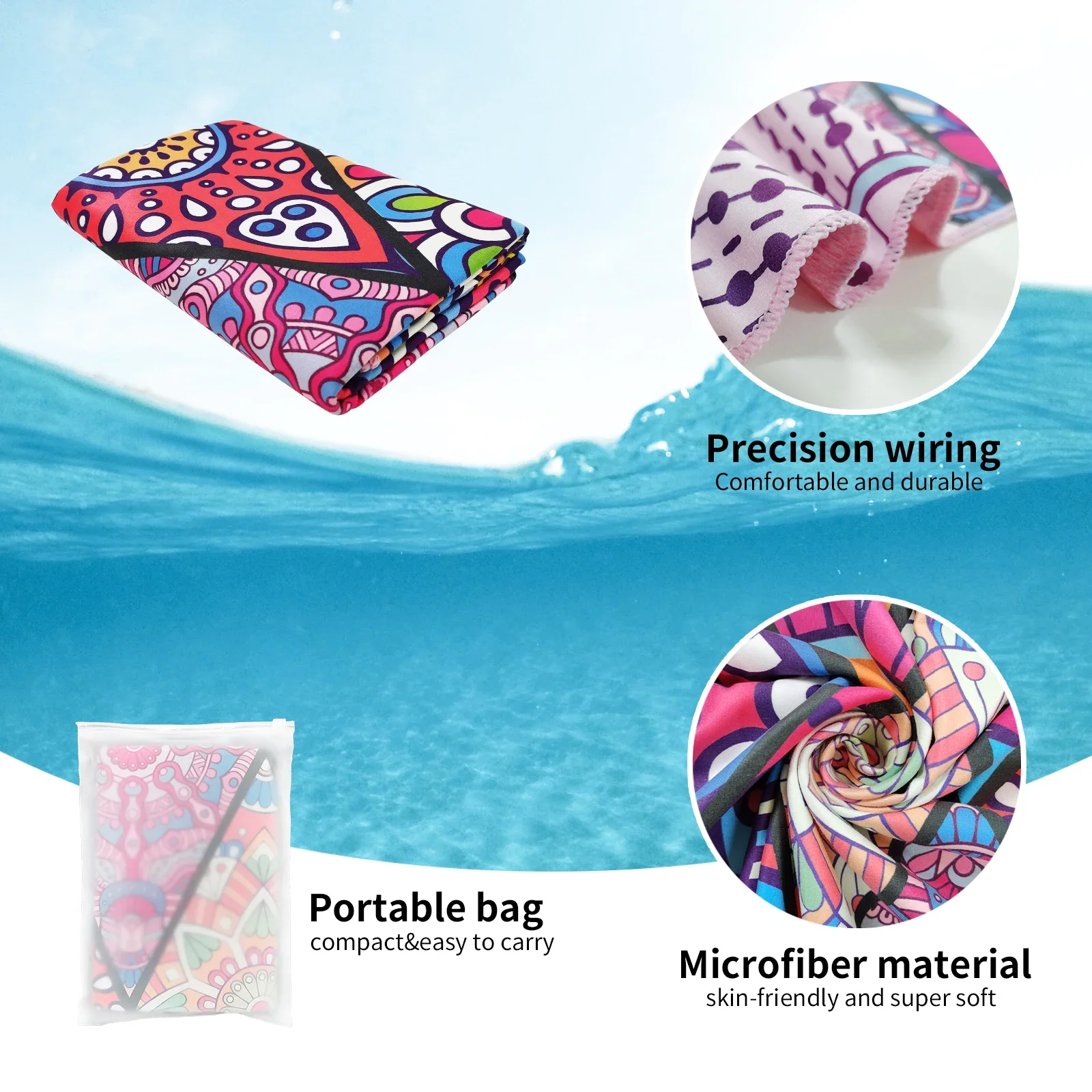 Description Picture 6 of itemWatercolor Lily 26 Alphabet Beach Towel Extra Large Bath Towel Soft and Absorbent - Great for Outdoor Camping, Vacation