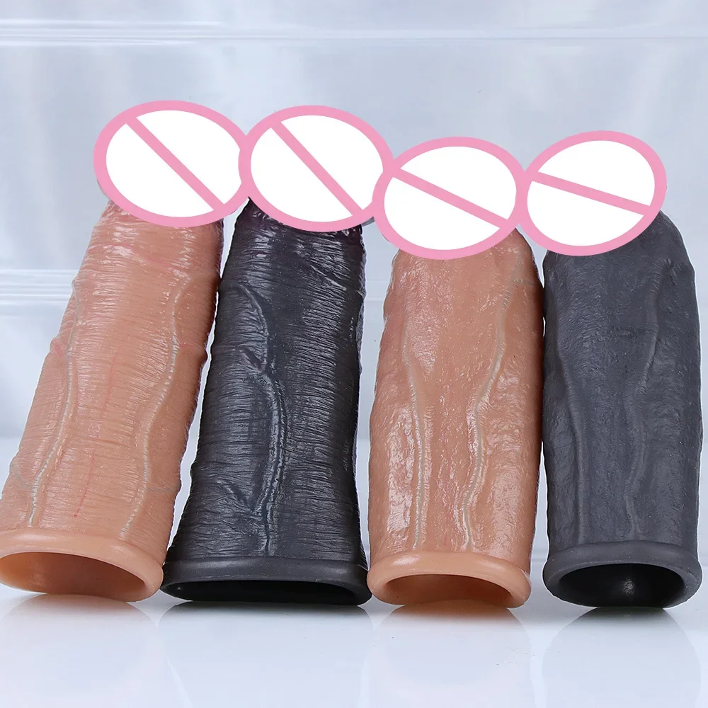 Skin Feeling Realistic Dildo Soft Silicone Material Enlarged Penis Extension Cock Adult Sex Toy Big Dick Condom Man Sexy Tool sex toys