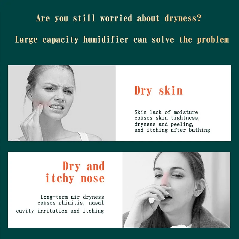 2000ML Large Capacity USB Air Humidifier With Double Spray Port Essential Oil Aromatherapy Cool Mist Maker For Home Office