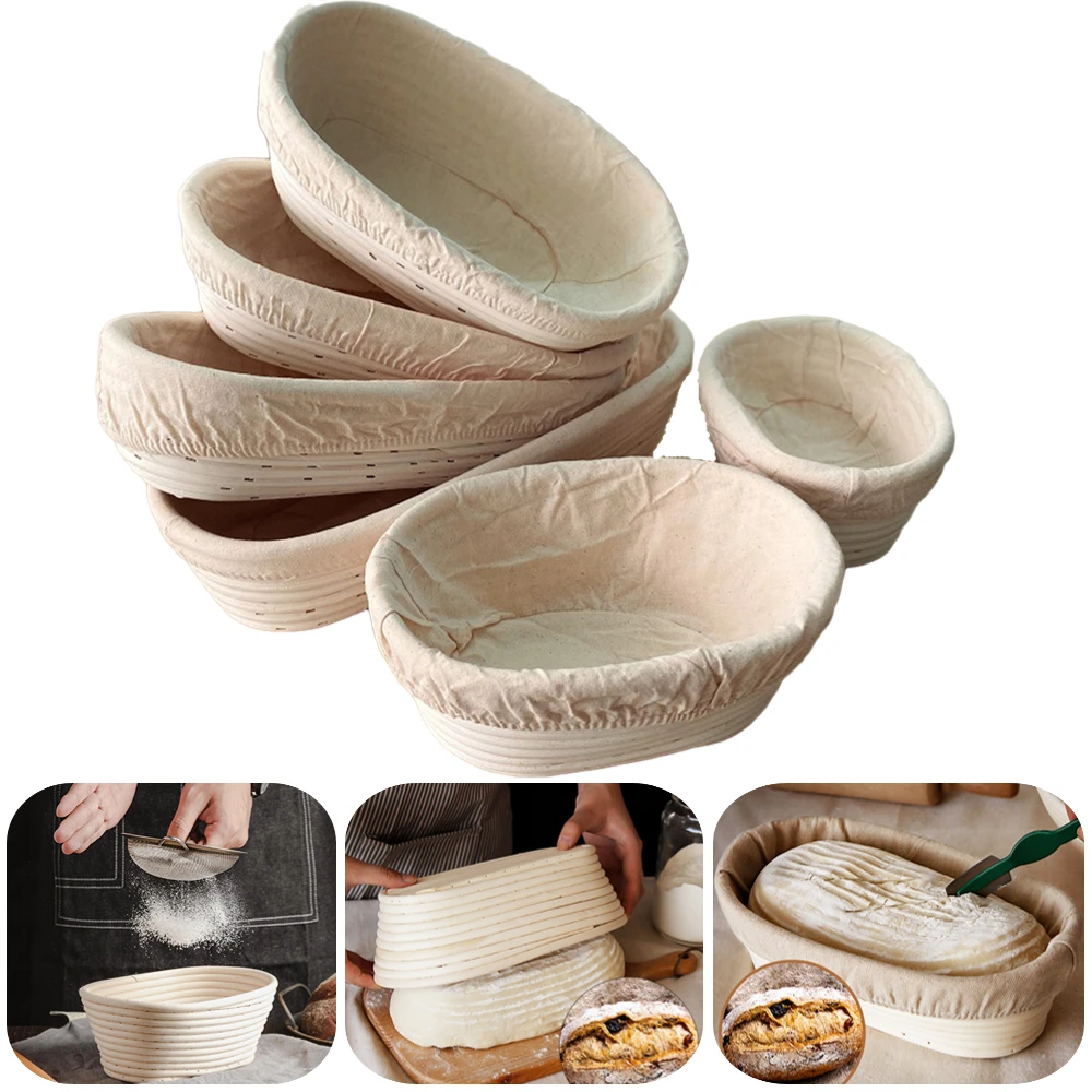 Oval Rattan Bread Proofing Basket Bowl Natural Rattan Wicker Dough