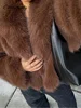Brown Lapel Faux Fur Short Coat Women Fluffy Long Sleeve Warm Thick Loose Jacket 2024 Autumn Winter Lady High Street Outwear ﻿ 3