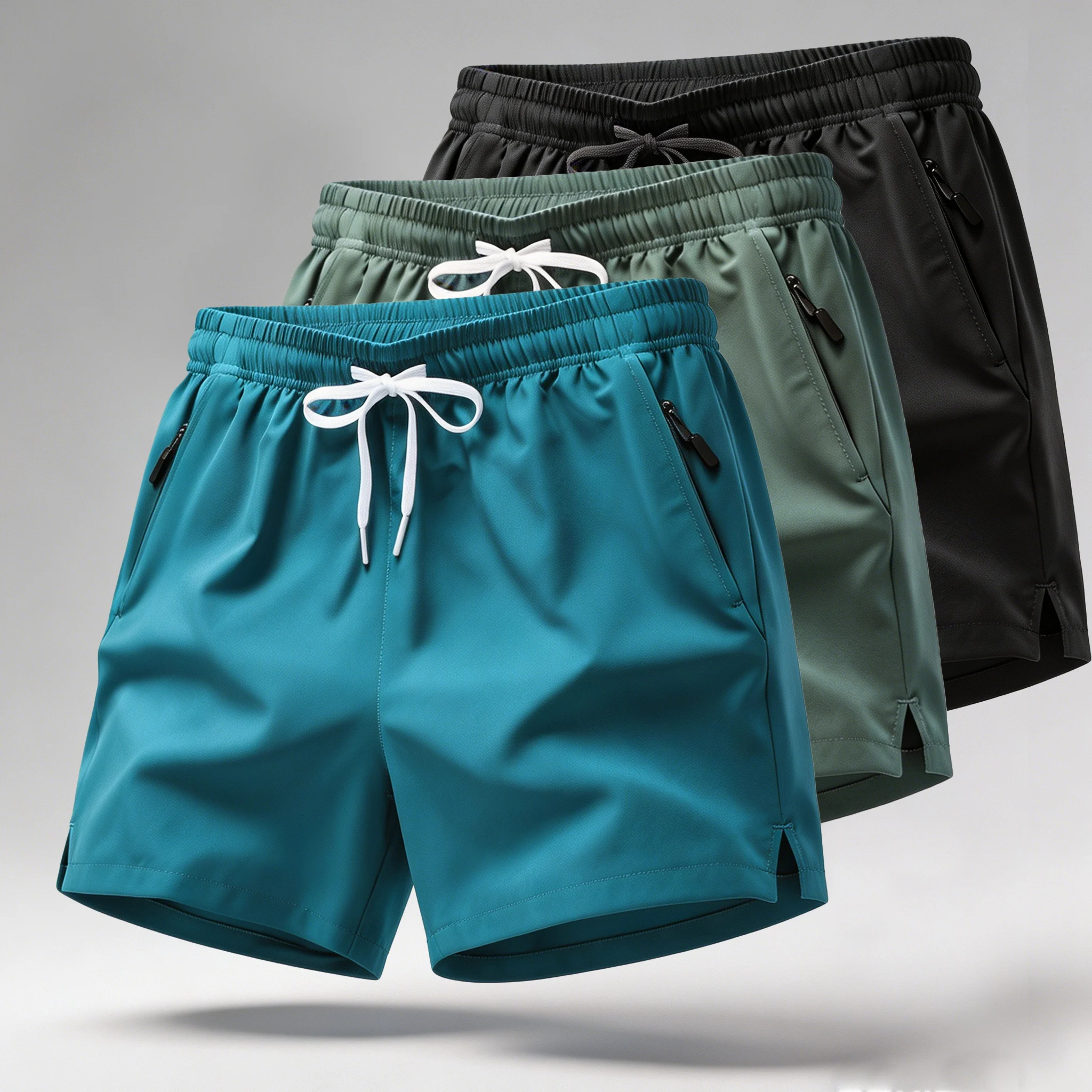 Herren Schnelltrocknende Laufshorts mit Kordelzug und Reißverschlusstaschen - Ideal für Sportliche Workouts und Fitnessterrassen