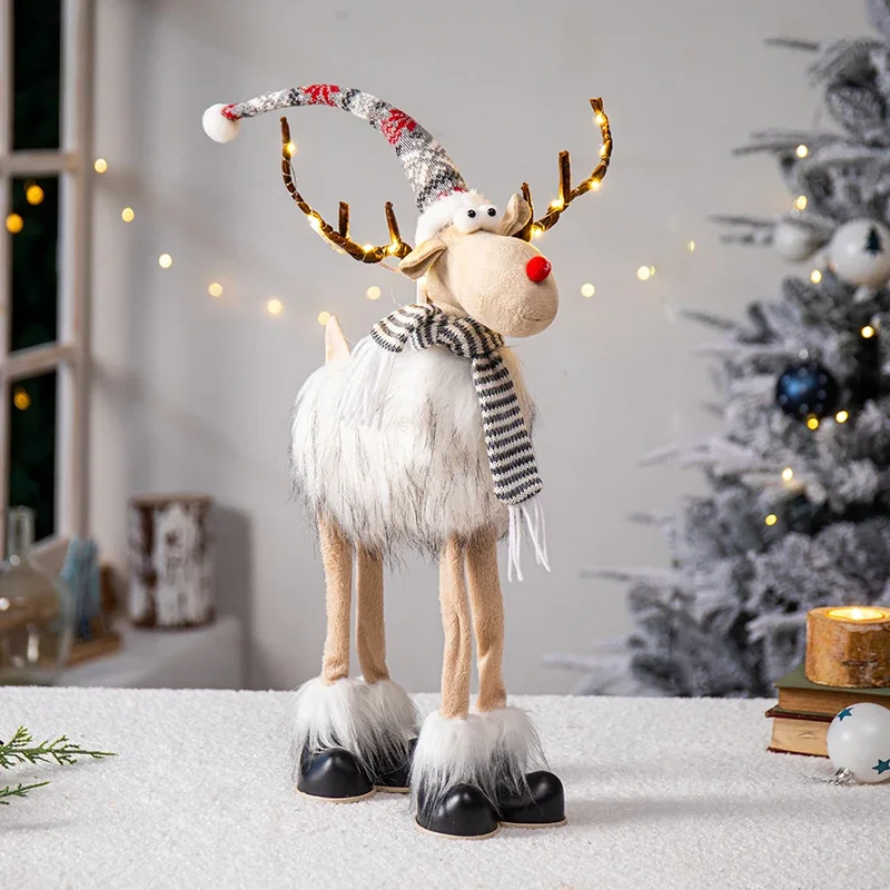 Elk Christmas Dolls Christmas Decorations for Home Retractable Standing Toy Birthday Party Gift Kids Santa Cluas Snowman