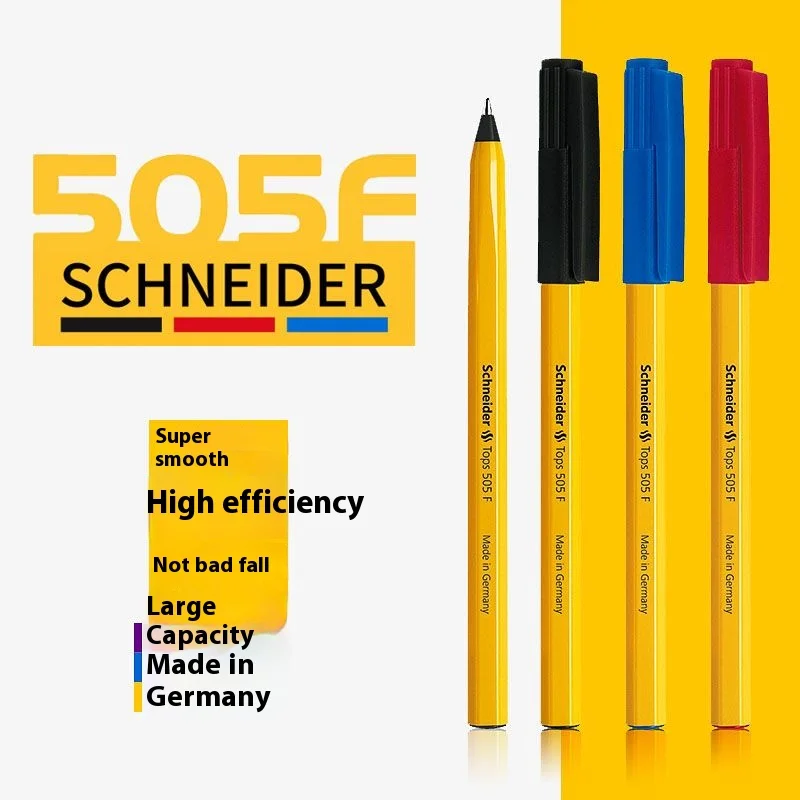 Schneider Imported German Ballpoint Pen - Ultra Smooth Steel Nib in Black, Red, and Blue Ink