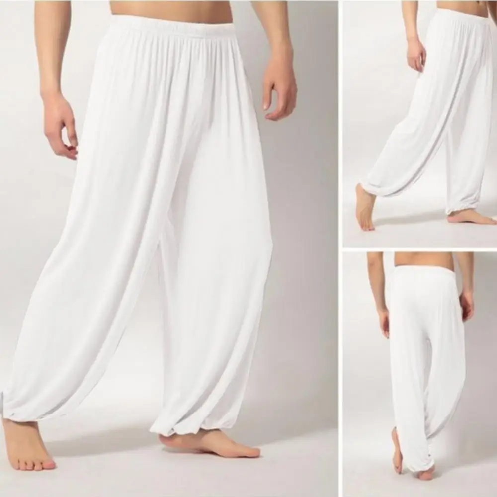 Men's Harem Pants Solid Color Yoga Pants Morning Exercise Tai Chi Pants Casual Wide Leg Pants Long Pants Harem Pants Male Slacks 2