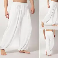 Men's Harem Pants Solid Color Yoga Pants Morning Exercise Tai Chi Pants Casual Wide Leg Pants Long Pants Harem Pants Male Slacks 2