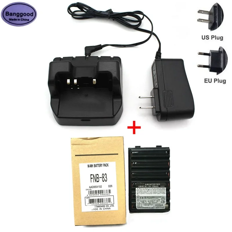 

CD47 Rapid Dock Charger + FNB-83 7.2V 1700mAh Ni-MH Battery for YAESU FT60R FT-270R VX-160 VX-168 VX-180 VX-210 VXA-220 Radio