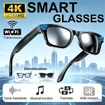 AI Smart Video Glasses with Camera and Photo Capabilities, featuring an 8MP camera, 1080P HD video recording, 4K resolution, 1