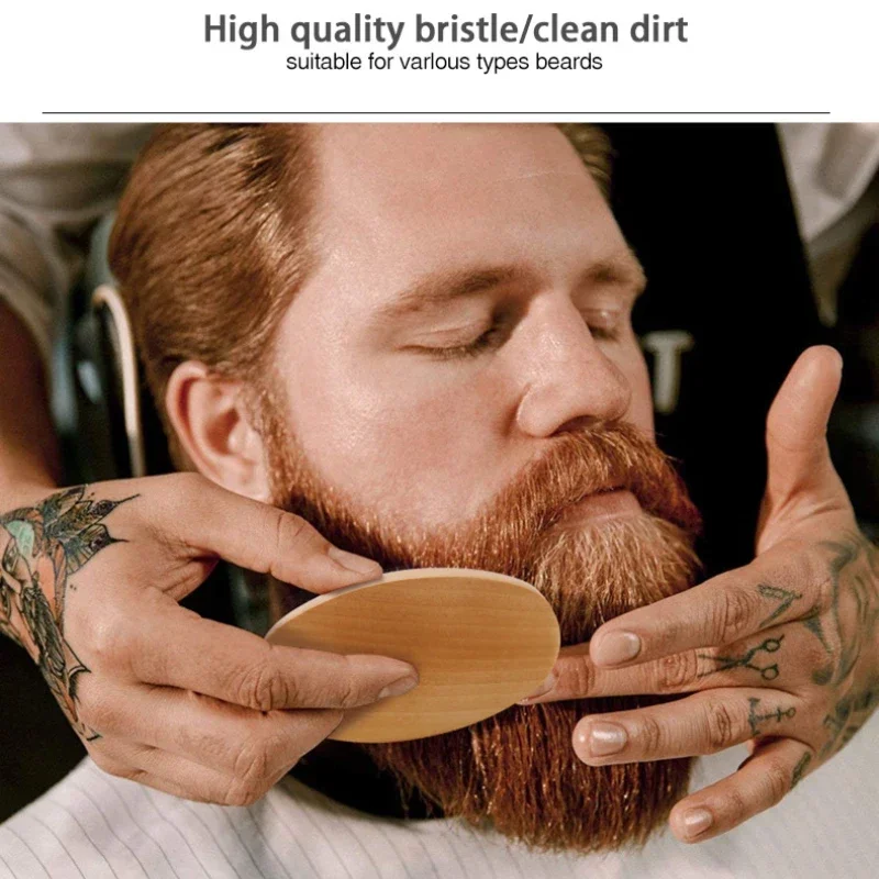 Men's Shaving Brush Set Boar Bristle Portable Barber Natural Beard Brush for Facial Cleaning Styling Tool Wholesale 3