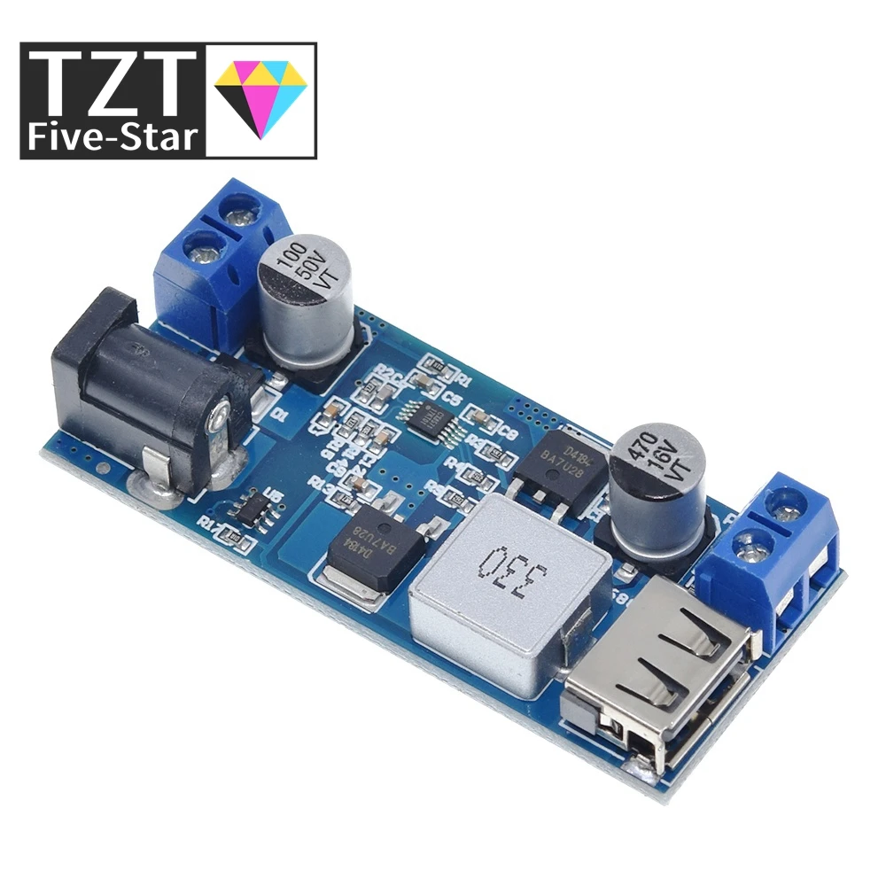 Ersetzen Sie LM2596S DC-DC 24V/12V auf 5V 5A Step Down Netzteil Buck Converter Einstellbare USB Step-down Lademodul für Telefon