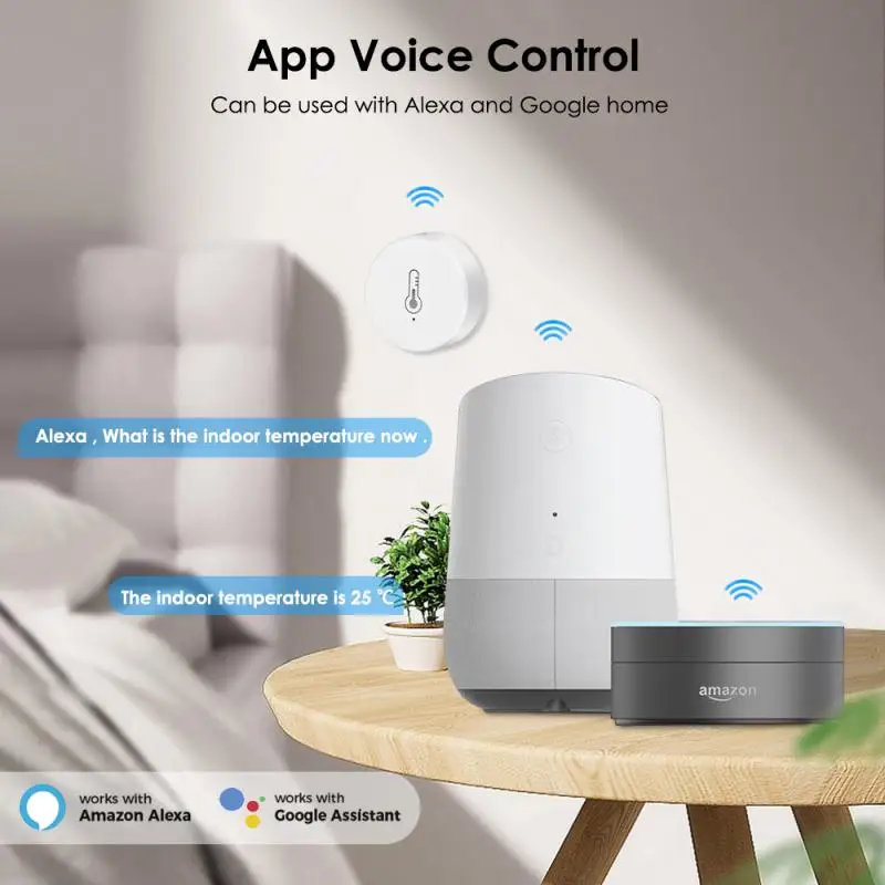 Sensor inteligente de temperatura y humedad, termómetro interior, higrómetro, funciona con Alexa y Google Home, Tuya/eWelink, Zigbee