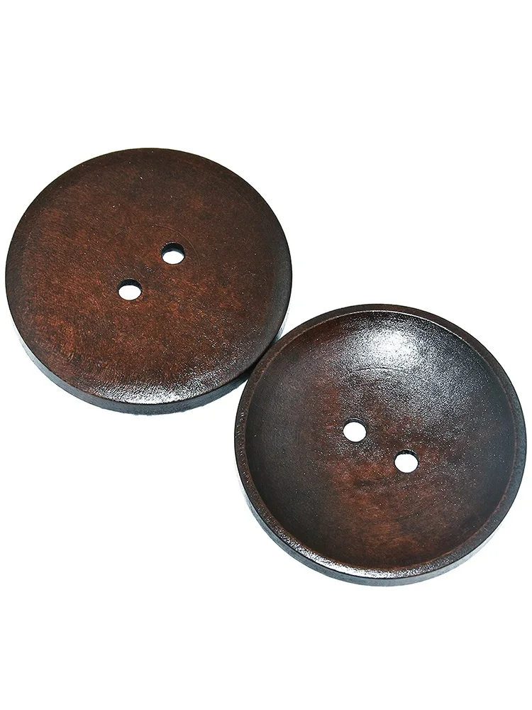 Dark Brown Big Natural Wood Round Bowl Wooden Buttons, Sewing Scrapbooking, Handmade Overcoat, 2 Holes, 3PCs, 6PCs, 10PCs, 45mm 6