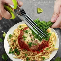 Herb Scissors  Stainless Steel 5 Blade Kitchen Shears Household Vegetable Cutter with Cover Multifunctional Kitchen Gadgets 3