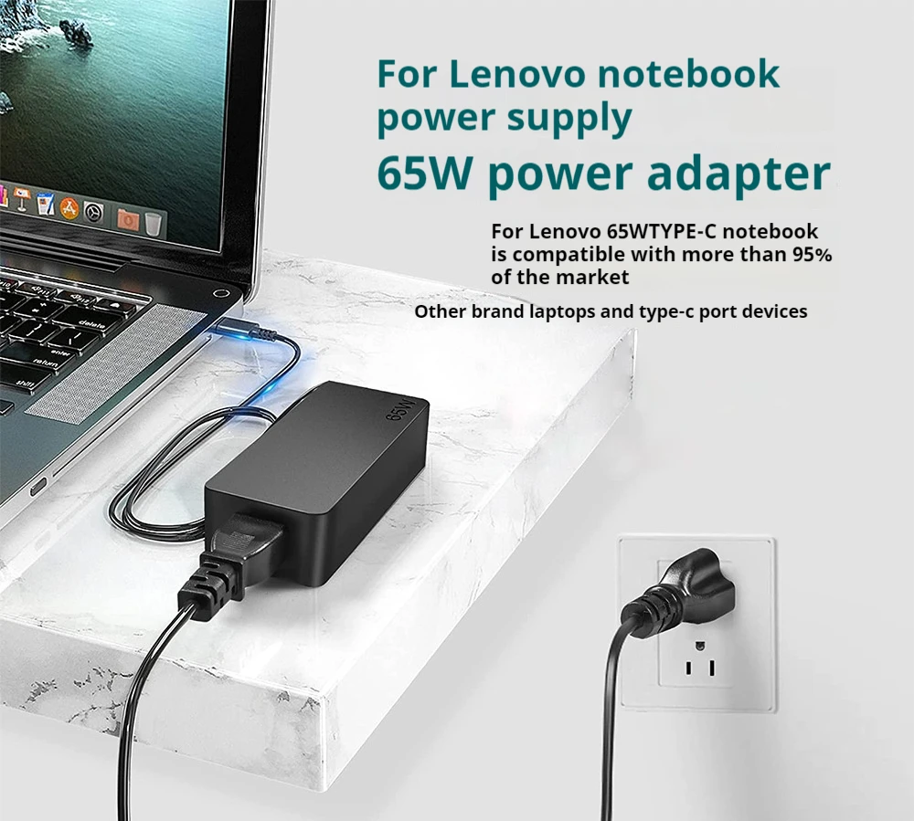 20V 3.25A 65W USB Type C Power Adapter Charger For Lenovo Thinkpad X1 Carbon Yoga X270 X280 T580 P51s P52s E480 E470 S2 Laptop power adapter laptop charger