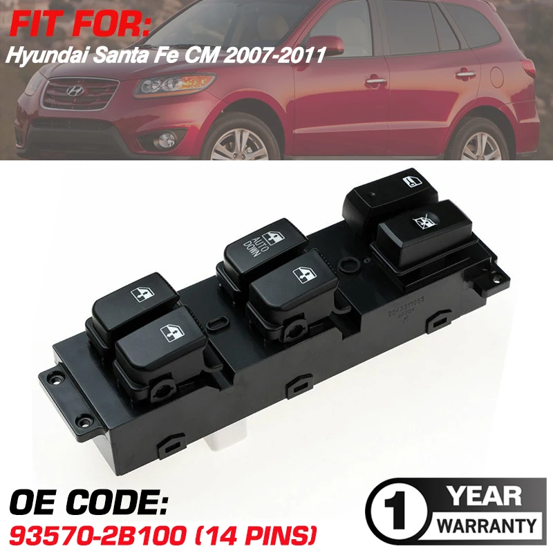 Alzacristallo Elettrico Per Alzacristallo Elettrico Per Hyundai Santa Fe Cm 2007 2008 2009 2010 2011 Auto Down 14 Pin