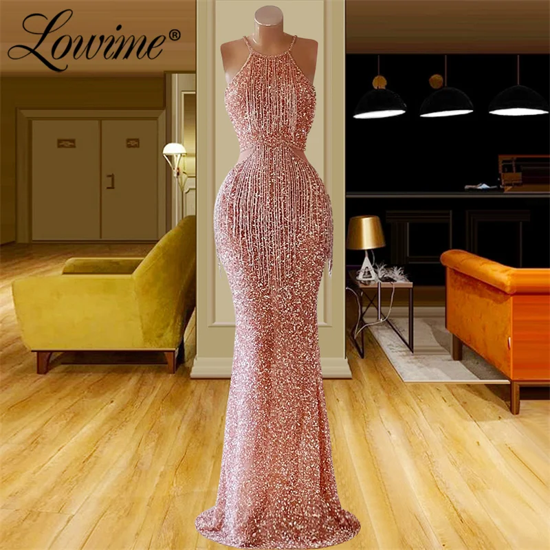 

Lowime Elegant Beading Tassel Evening Dresses Arabic Dubai Wedding Party Dress Pageant Long Prom Gown For Weddings Women Robes