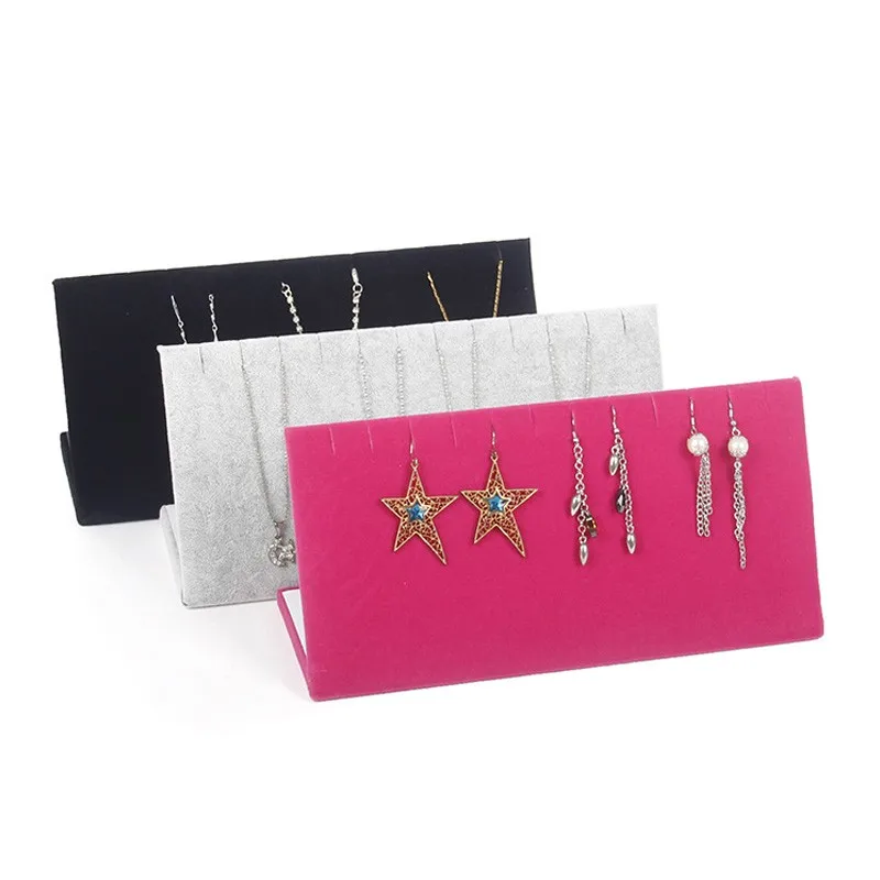 Hot Multi-color Suede Earrings Pendant Necklace Stud Rack Jewelry Display Storage Props Stud Necklace Display Board