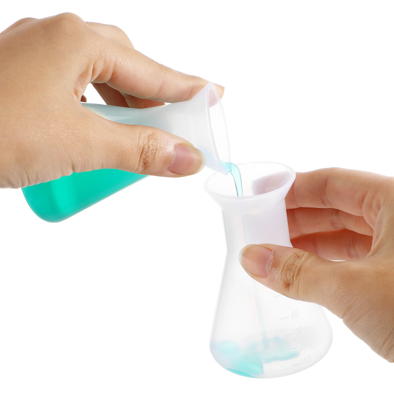 5 Pcs 50mL Plastic Beakers Erlenmeyer Flasks Conical Flasks Experiment Conical Measuring Bottles Laboratory Tools