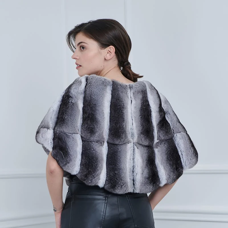 V-neck Shawl Style Sleeveless Coat Women Luxury Fashion Natural Rex Rabbit Fur Tops 2022 New Cozy Real Fur Coat Female