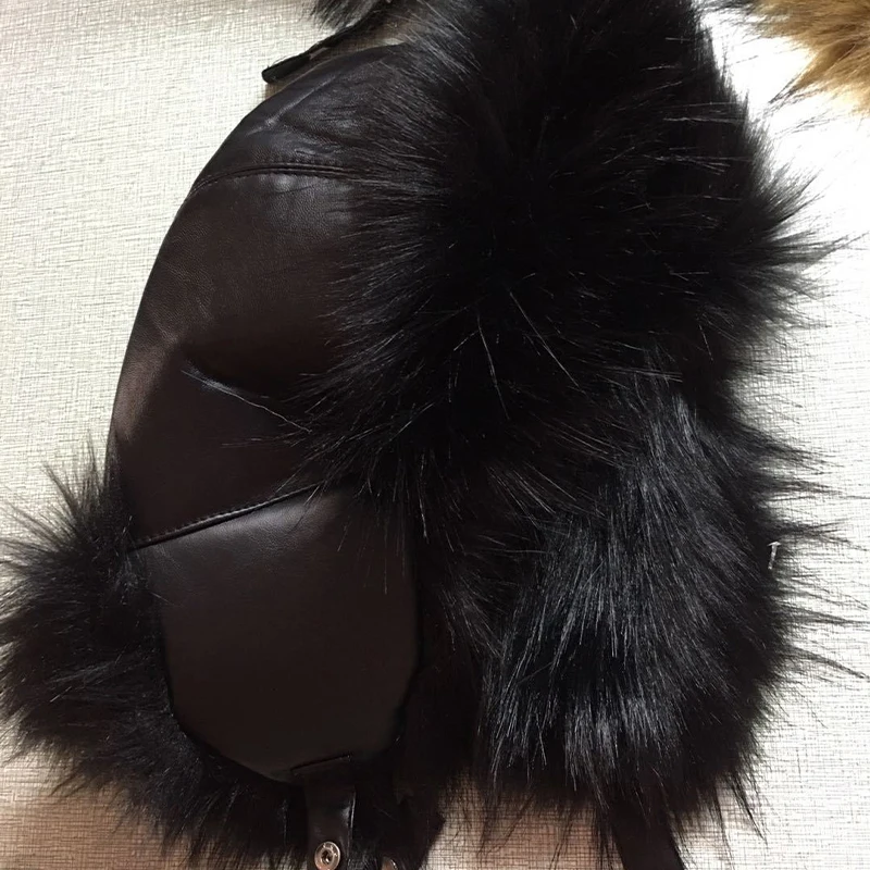 Man Thickened Faux Fur Hat Winter Furry Ear Protection Cap Aviator Hat Outdoor Trapper Hunter Cap Plush Earwarmer Bomber hats winter hat,earflap hat,faux fur hat