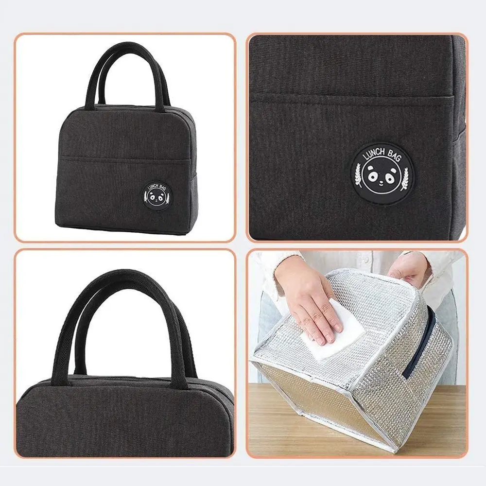 새로운 핸드백 도시락 상자 다기능 피크닉 음식 가방 휴대용 사무실 도시락 주머니 보라색 꽃 시리즈 캠핑 점심 보온 가방