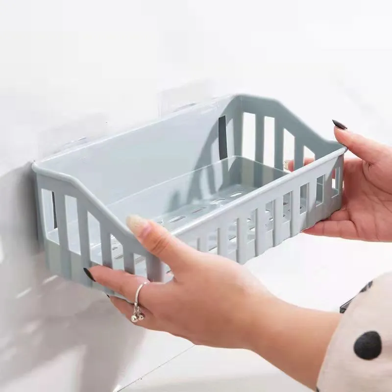 New Shelf Bathroom Adhesive Storage Rack Hooks Kitchen Home Decoration Corner Shower Shelf Rack Storage Accessories