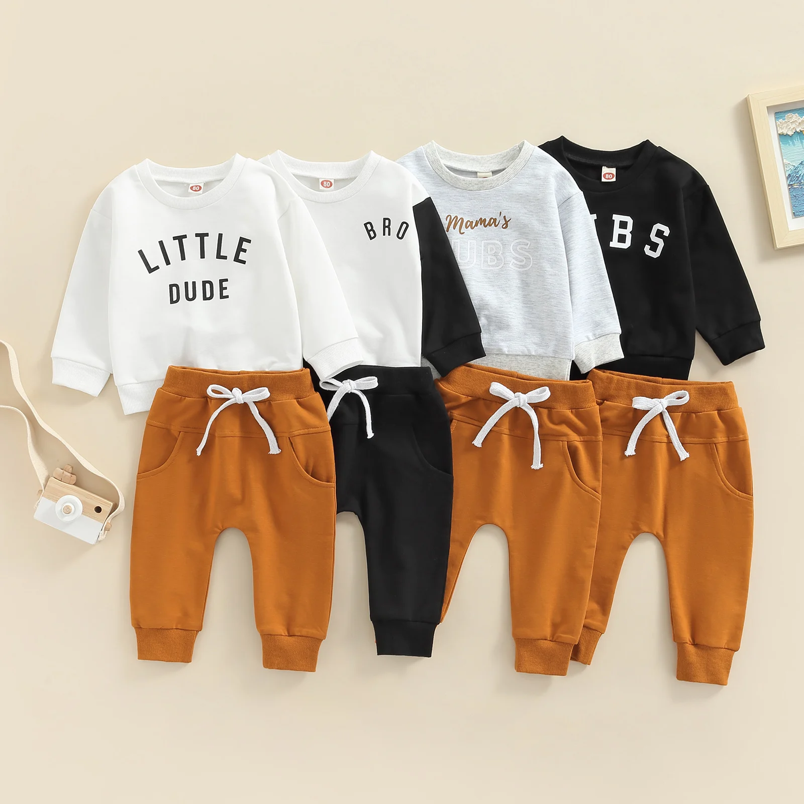 Citgeett Autumn Toddler Baby Boy Girls Fall Outfits Long Sleeve Letter Print Pullover Tops + Pants Spring Clothes Set