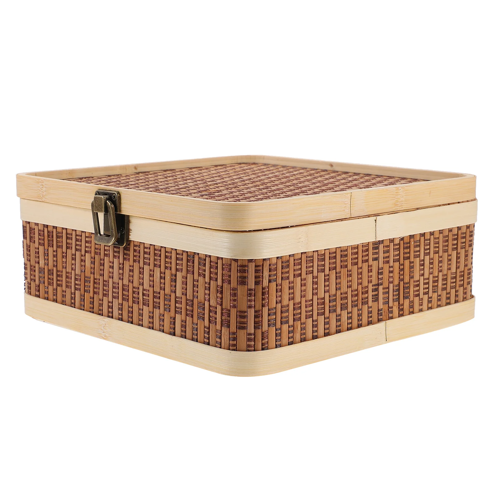 

New Year's Goods Storage Box Gift Baskets Tea Bag Organizer Bamboo Bin Weaving Bread Holder with Lid Container for Countertop
