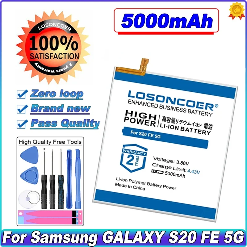 

LOSONCOER 5000mAh Mobile Phone Battery For Samsung GALAXY S20 FE 5G SM-G780 SM-G781 A525 A526 A528 A52 A52S G780F EB-BG781ABY