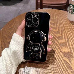 Luxury Astronaut Silicone Kickstand Phone Case Cover for iPhone 11 (Black)