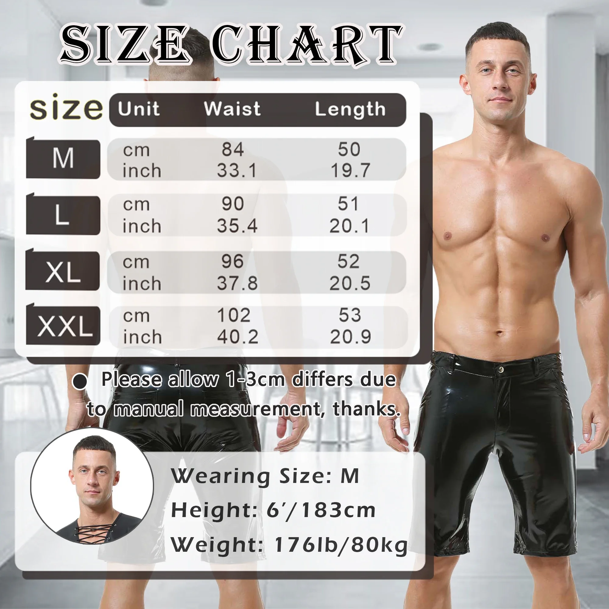 Men's Sexy Wet Look Leather Underwear Boxers Shorts Homme Black Faux Leather Shorts Underpants Boxers Stage Performance Costumes