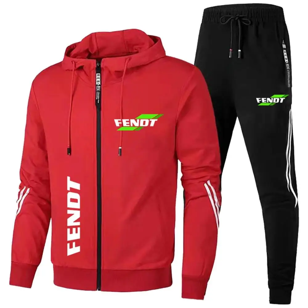 2024 New Men's Hooded Sports Set Brand FENDT Logo Outdoor Leisure Fashion Shirt Morning Running Fitness Two Piece 3