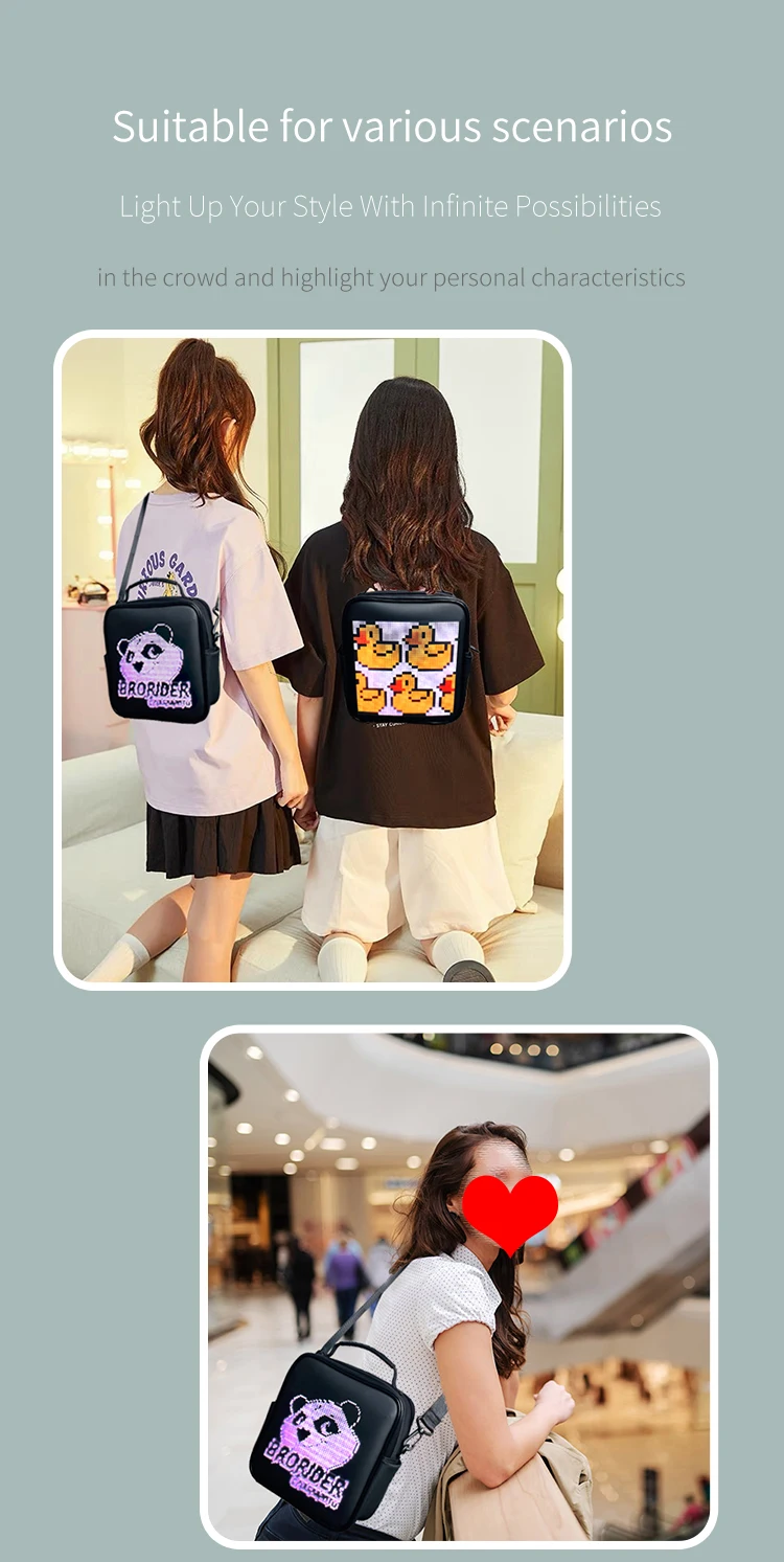 Smart Pixel LED Backpack Unisex Chest Bag Function Shoulder Bag