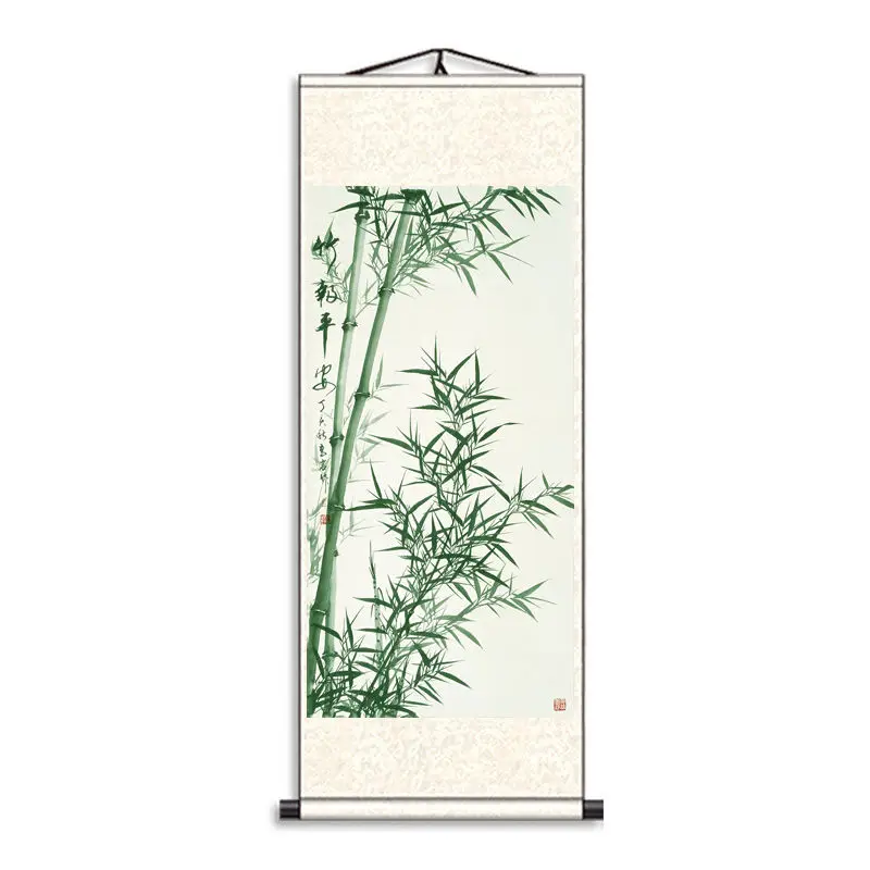 

Chinese Style Bamboo Scroll Paintings Wall Art Posters Vintage Room Decor Aesthetic Wall Hanging Living Room Office Decoration