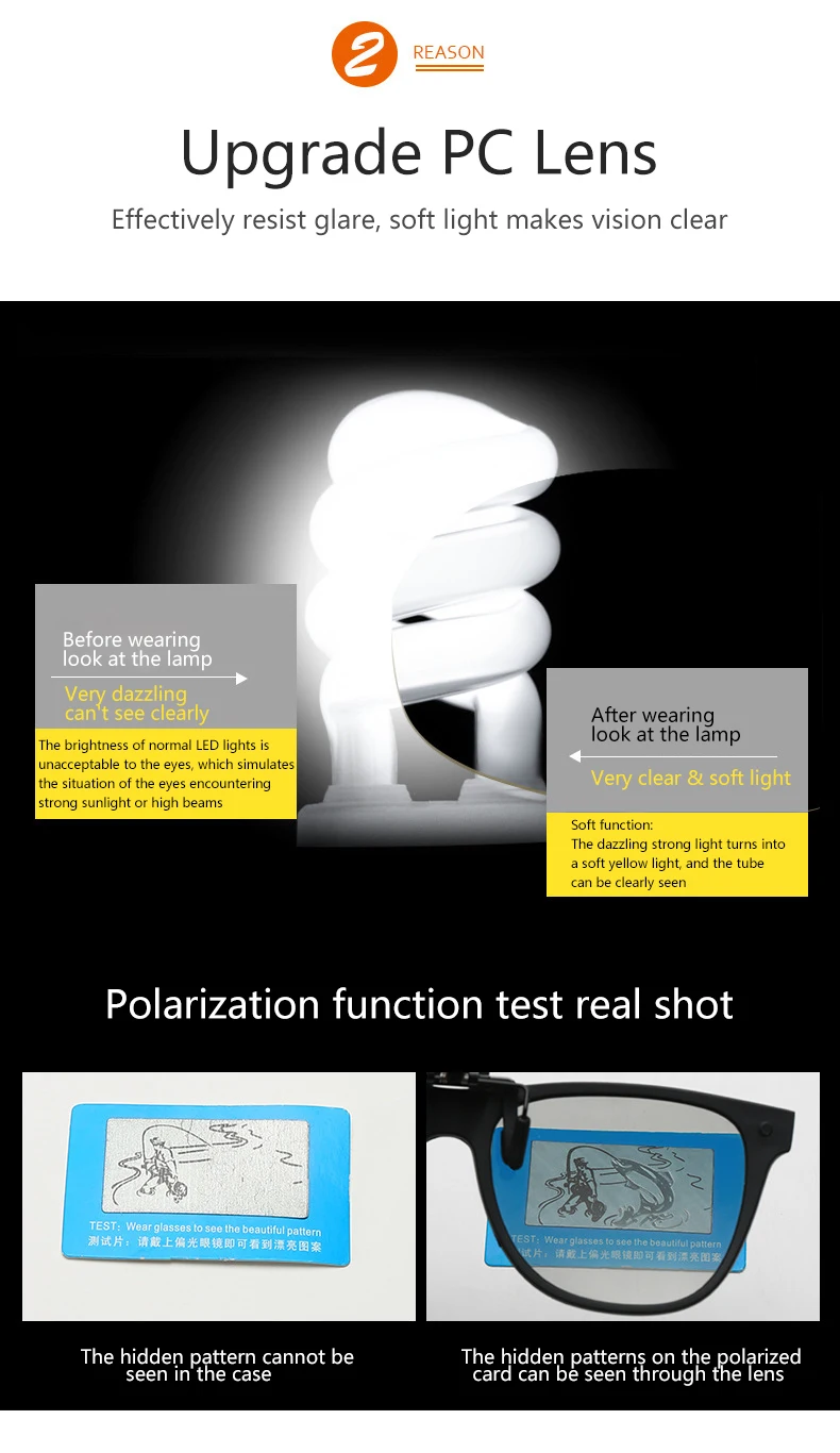 New TR90 Polarized Flip Up Clip on Sunglasses Men Women Photochromic Sunglasses Night Vision Anti Glare Driving Fishing_voghion.com