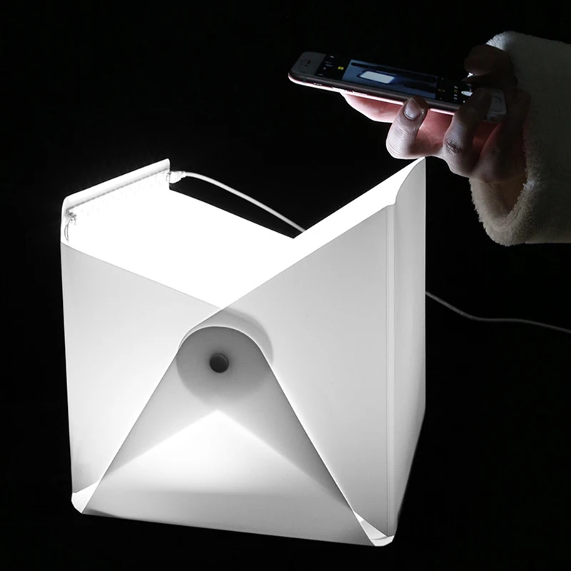 20*20cm 30*30cm 40*40cm Mini Folding Studio Diffuse Soft Box Lightbox With LED Light Black White Photography Background Photo