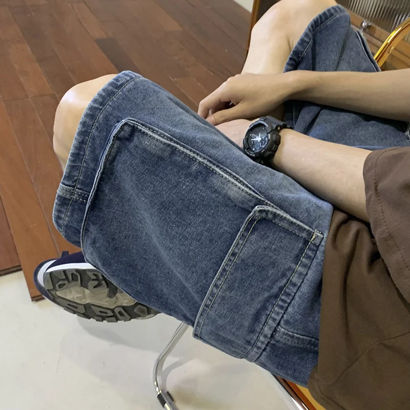 Tanio Letnie spodenki jeansowe Cargo moda męska torba