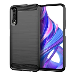 Soft Armor Matte Shockproof Silicone Phone Case with Textured Design for Honor 9X Pro (Black)