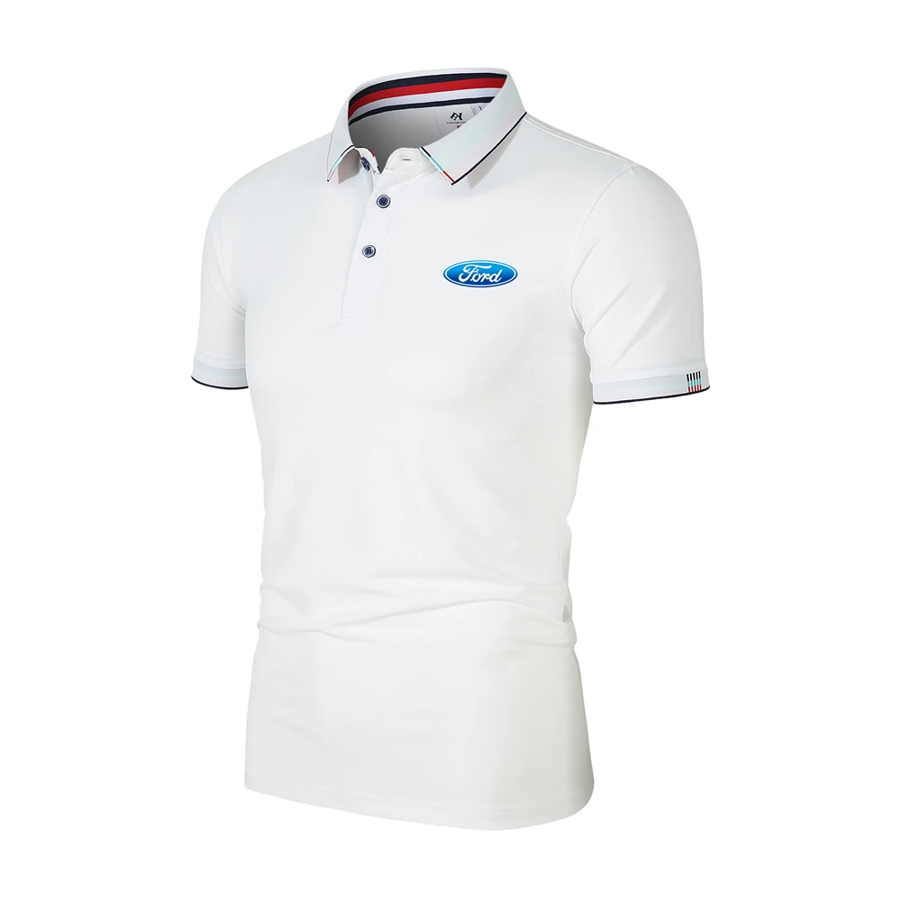 

Summer New Men's Fashion Business Polo Shirt Ford Logo Solid Color Flip Collar Outdoor Leisure Cycling Sports T-shirt