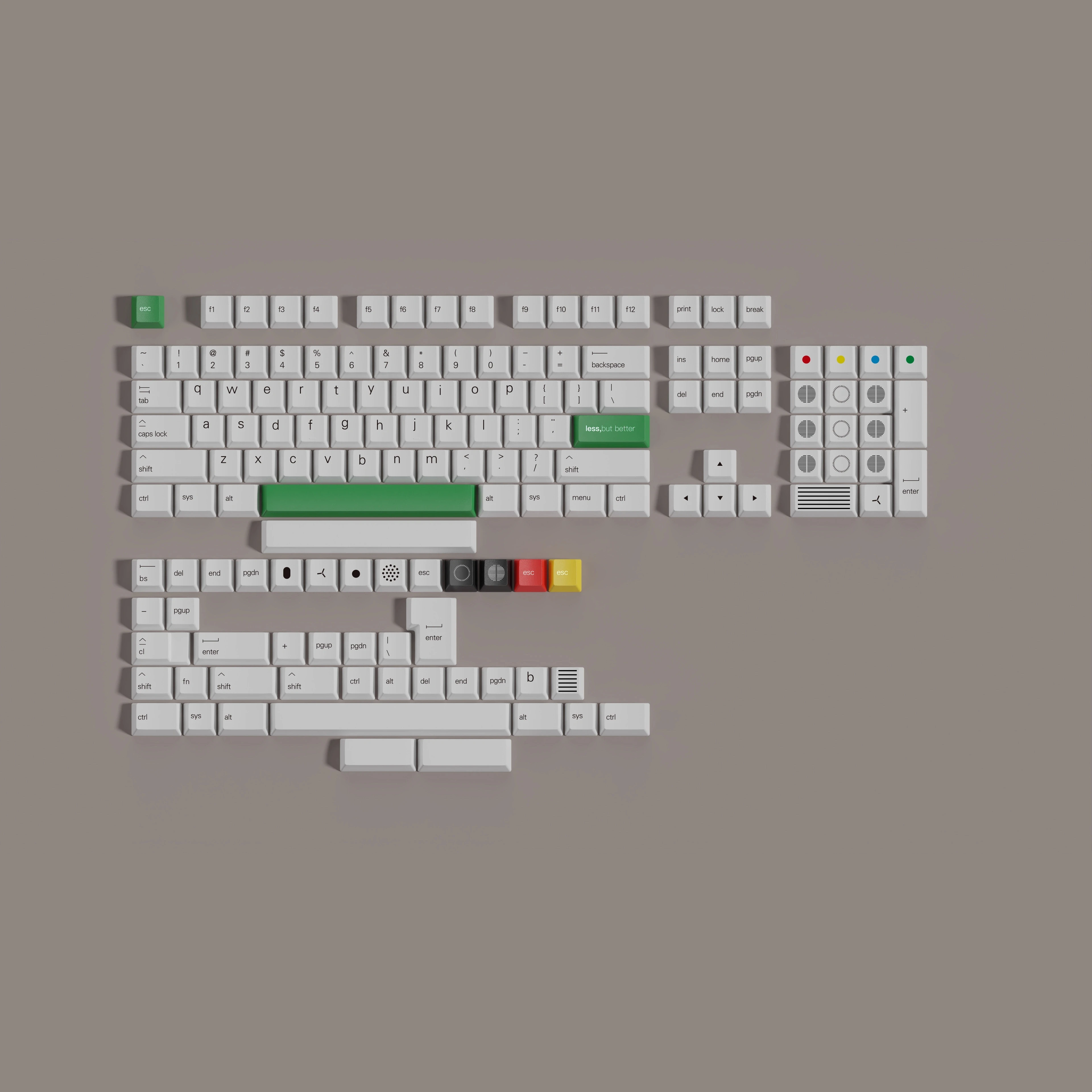 Conjunto Menos Mas Melhor Teclas Pbt Dye Sublimation Key Caps Cherry Profile Keycap para 60 65 75 80 96 980 104 108 Teclados 1 - Imagem 5
